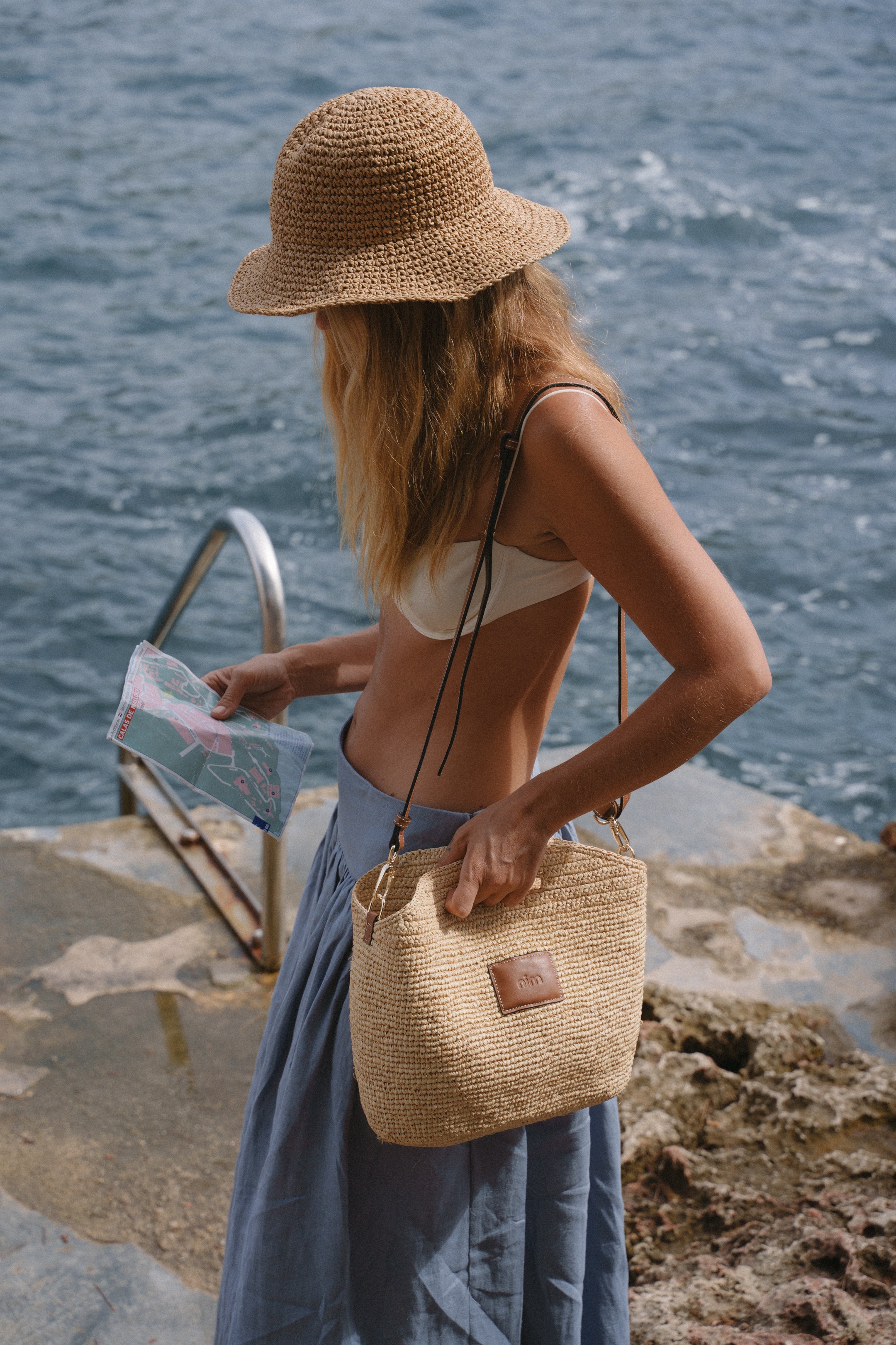 PREORDER - Leather Trim Raffia BB