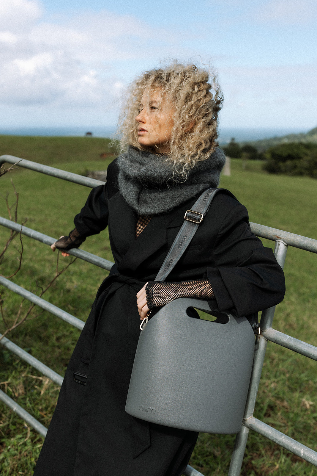 Shoulder Strap - Charcoal Mono + Gold