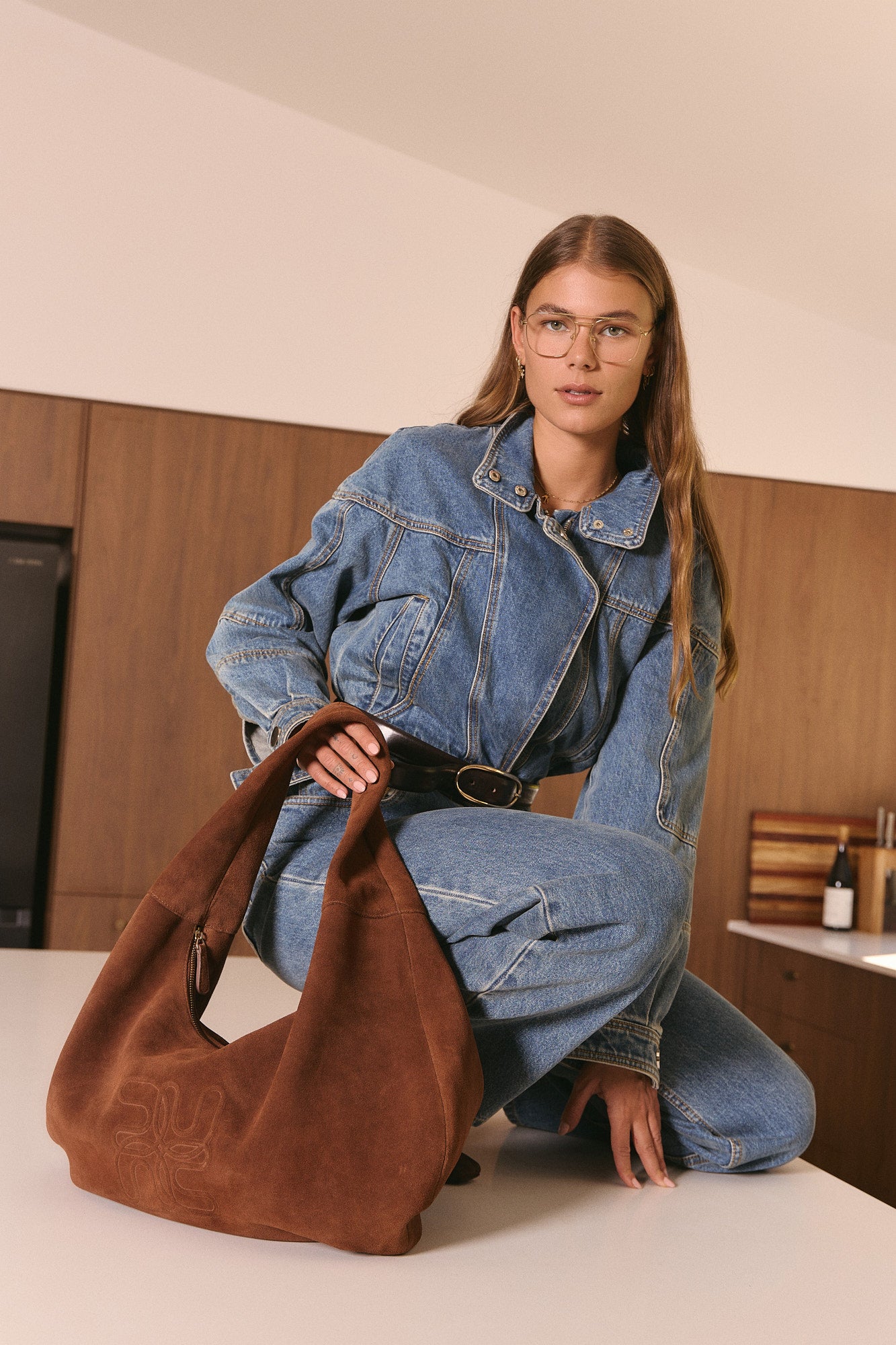 Suede Oversized Crescent - SECONDS STOCK