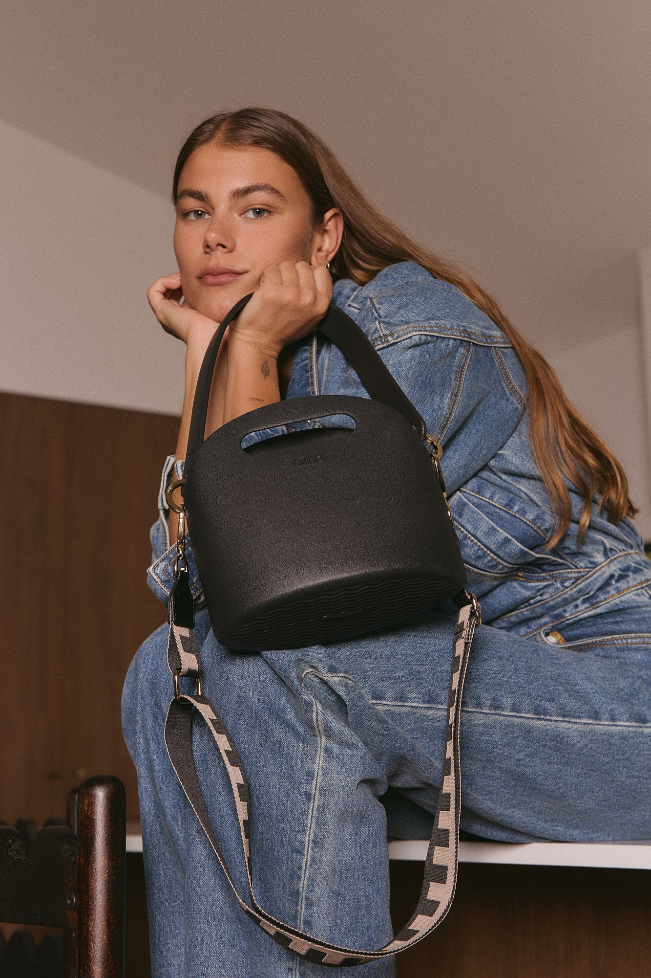 Shoulder Strap - Black/Taupe Block