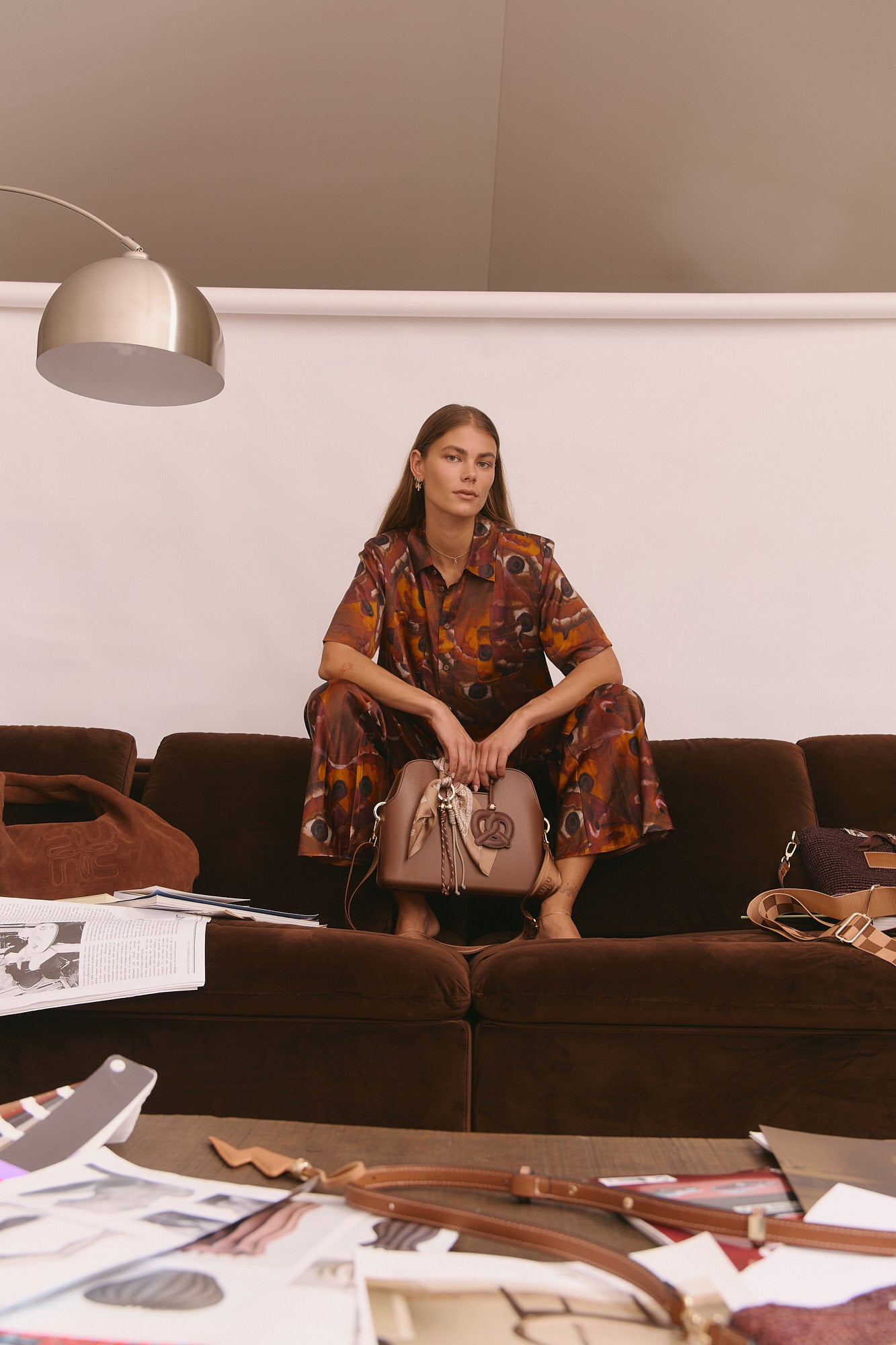 Rope Charm Key Ring - Beige/Brown