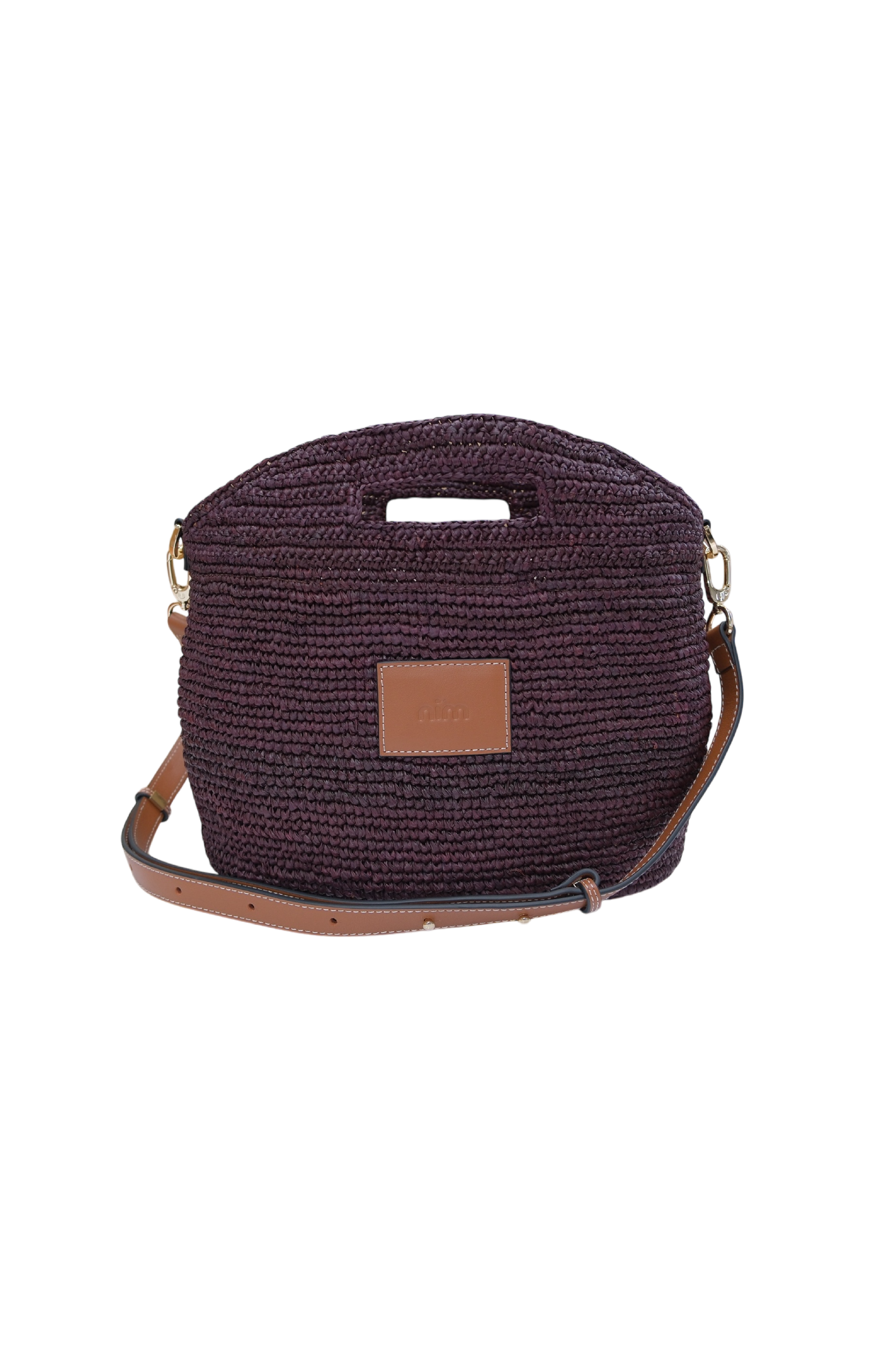 Leather Trim Raffia BB - Cocoa