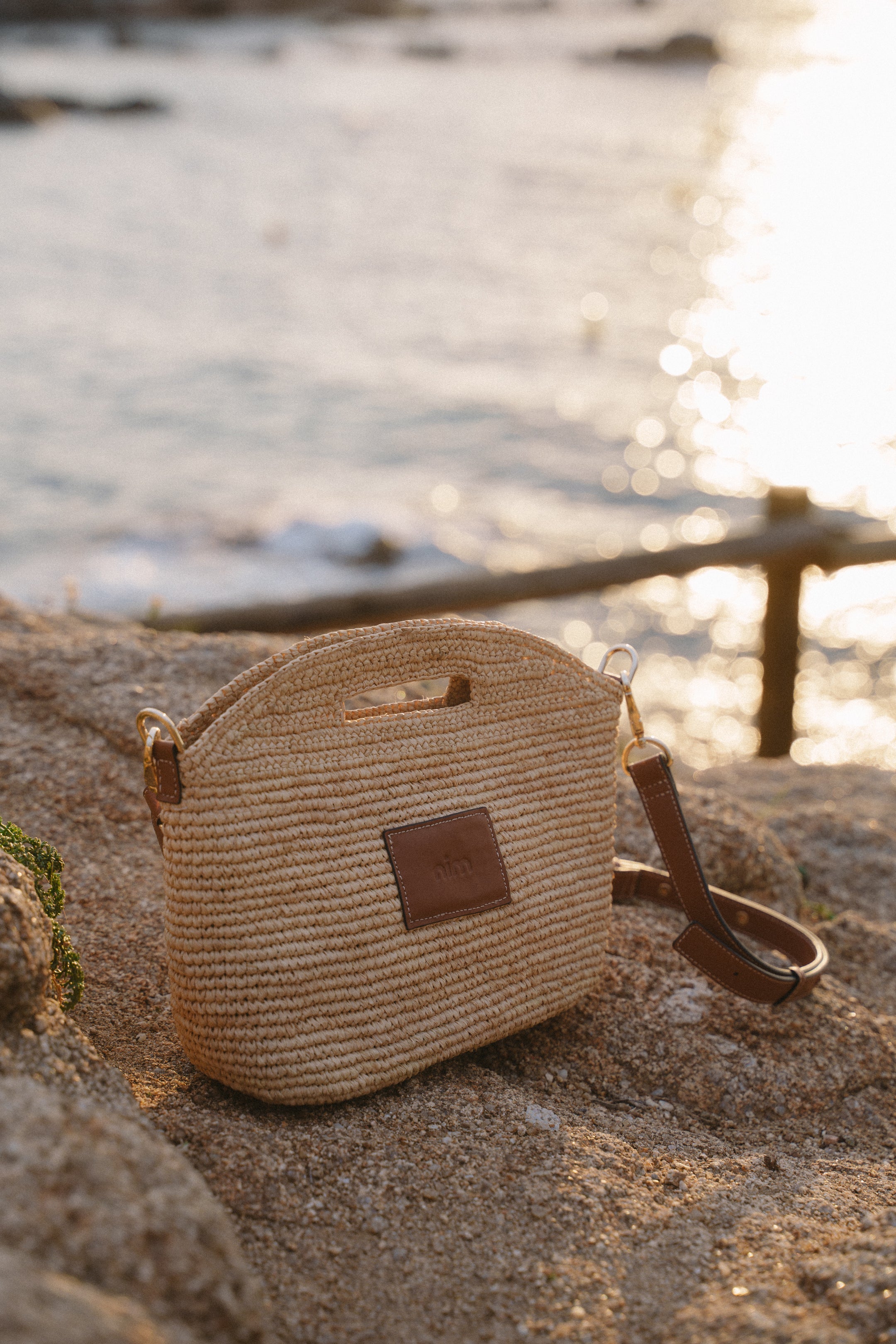 PREORDER Leather Trimmed Raffia Mini