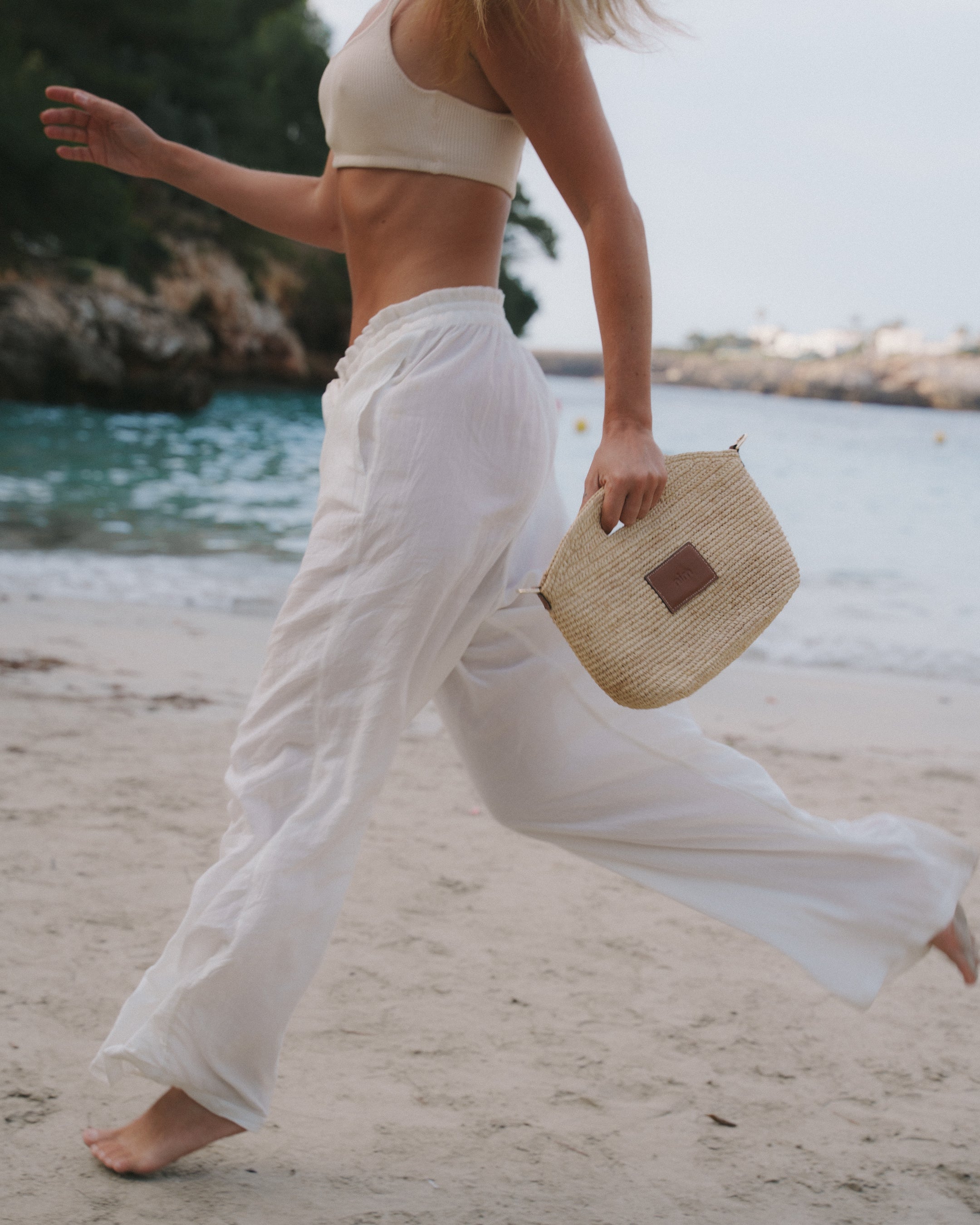 PREORDER Leather Trimmed Raffia Mini