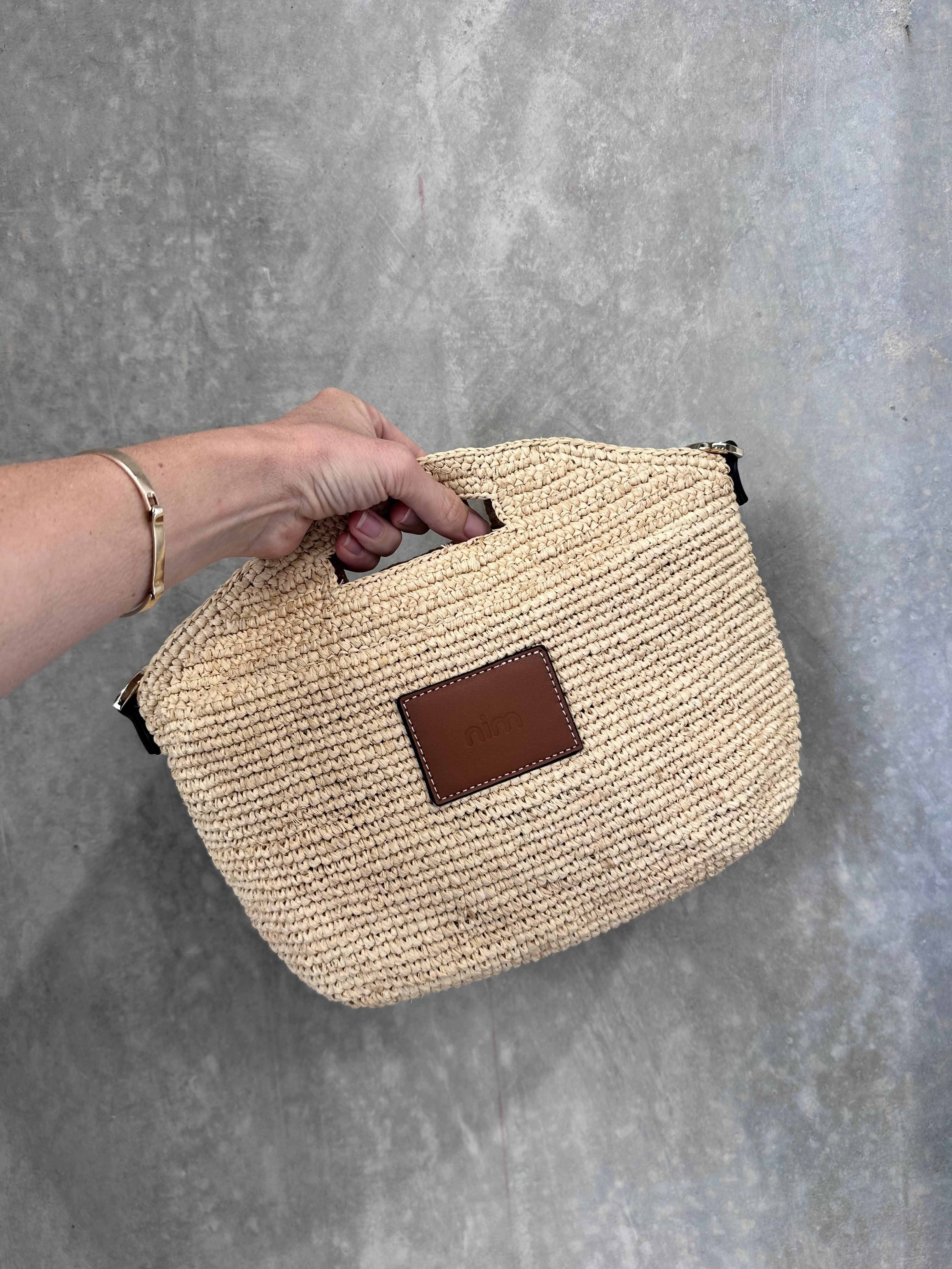 Leather Trim Raffia Mini - SECONDS STOCK *NO STRAP*
